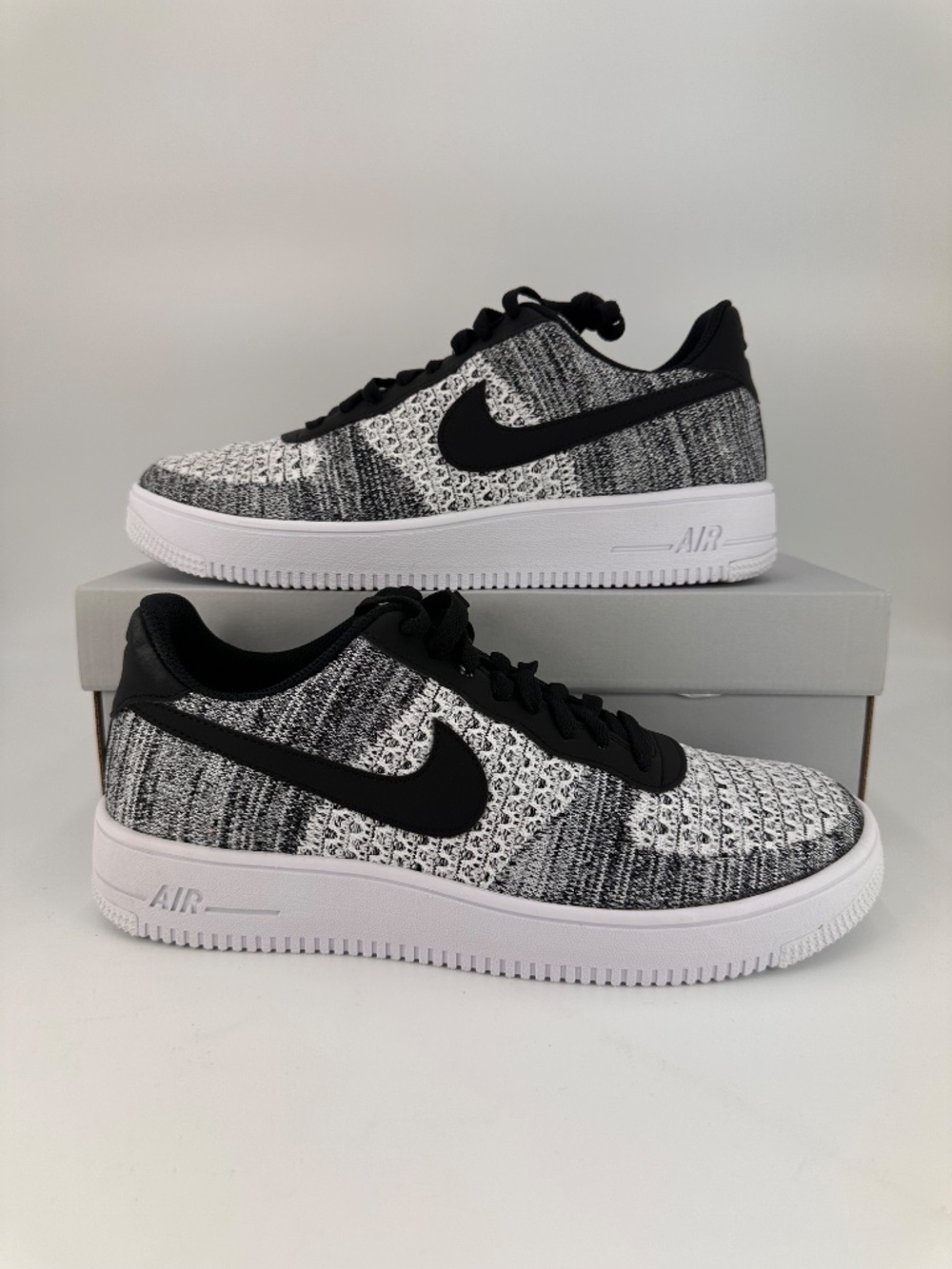 Nike Air Force 1 Flyknit 2.0 Men Sizes 11-13 Black Pure Platinum AV3042-001